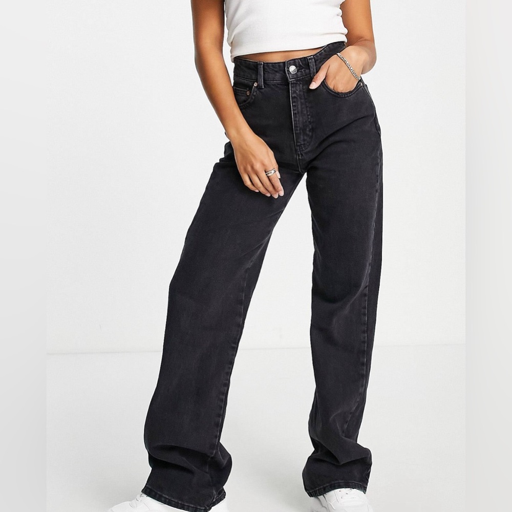 Petite Dad Fit High Waisted Black Jeans